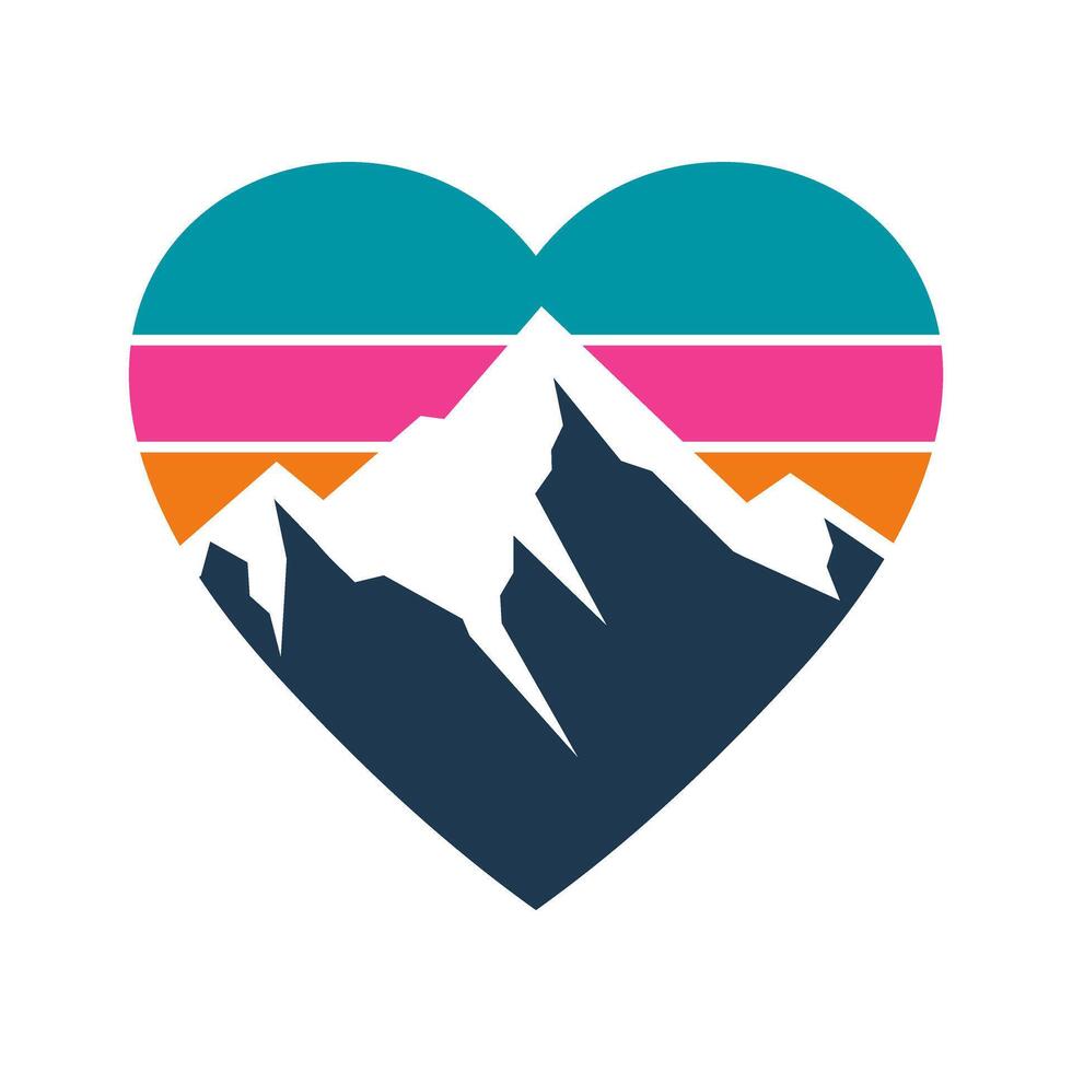 Heart with mountain peaks in vintage style vector