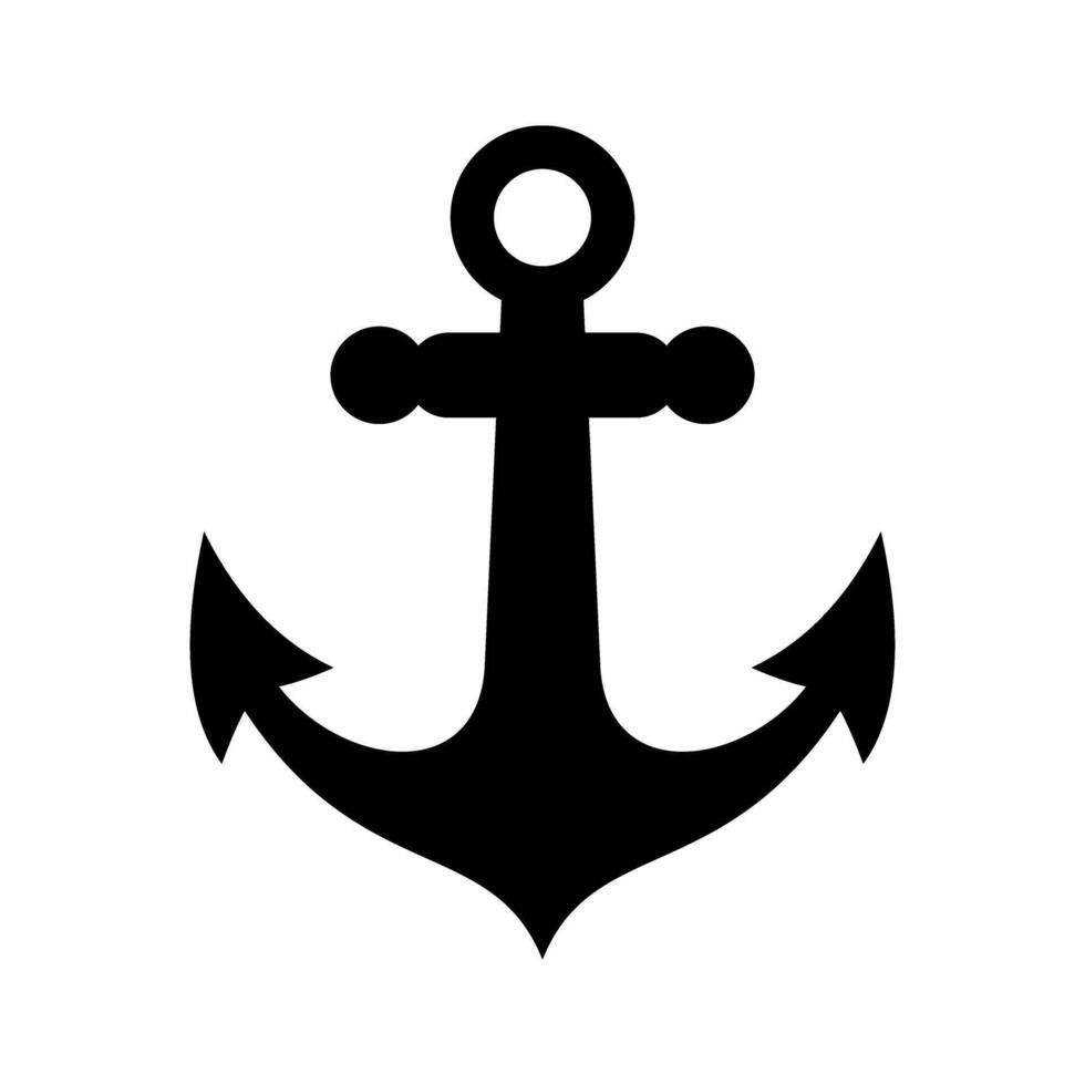 Anchor Black Silhouette Icon, Nautical Symbols Theme. vector