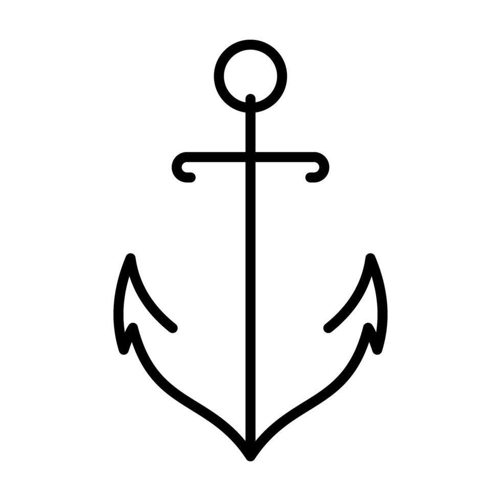 Simple Line Art Nautical Anchor Icon vector