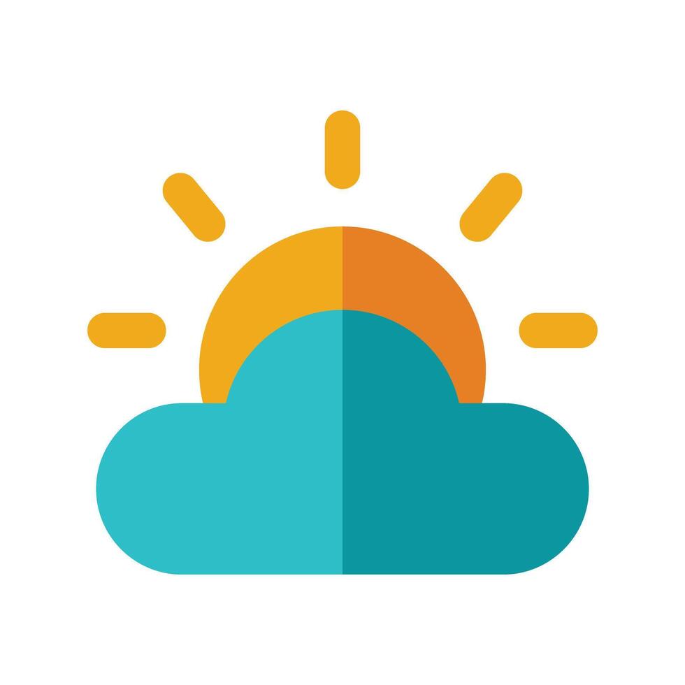 Sun and clouds in cute style vector