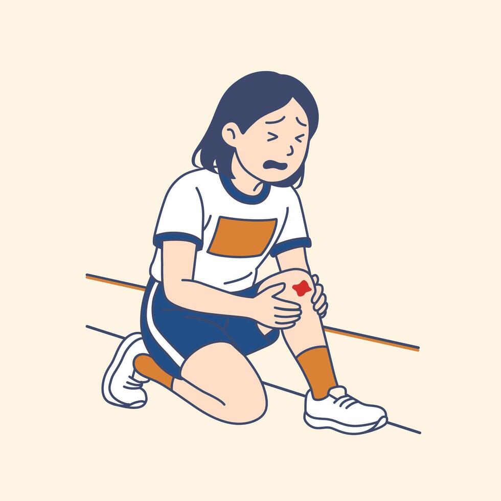 Injured student Girl on Track vector