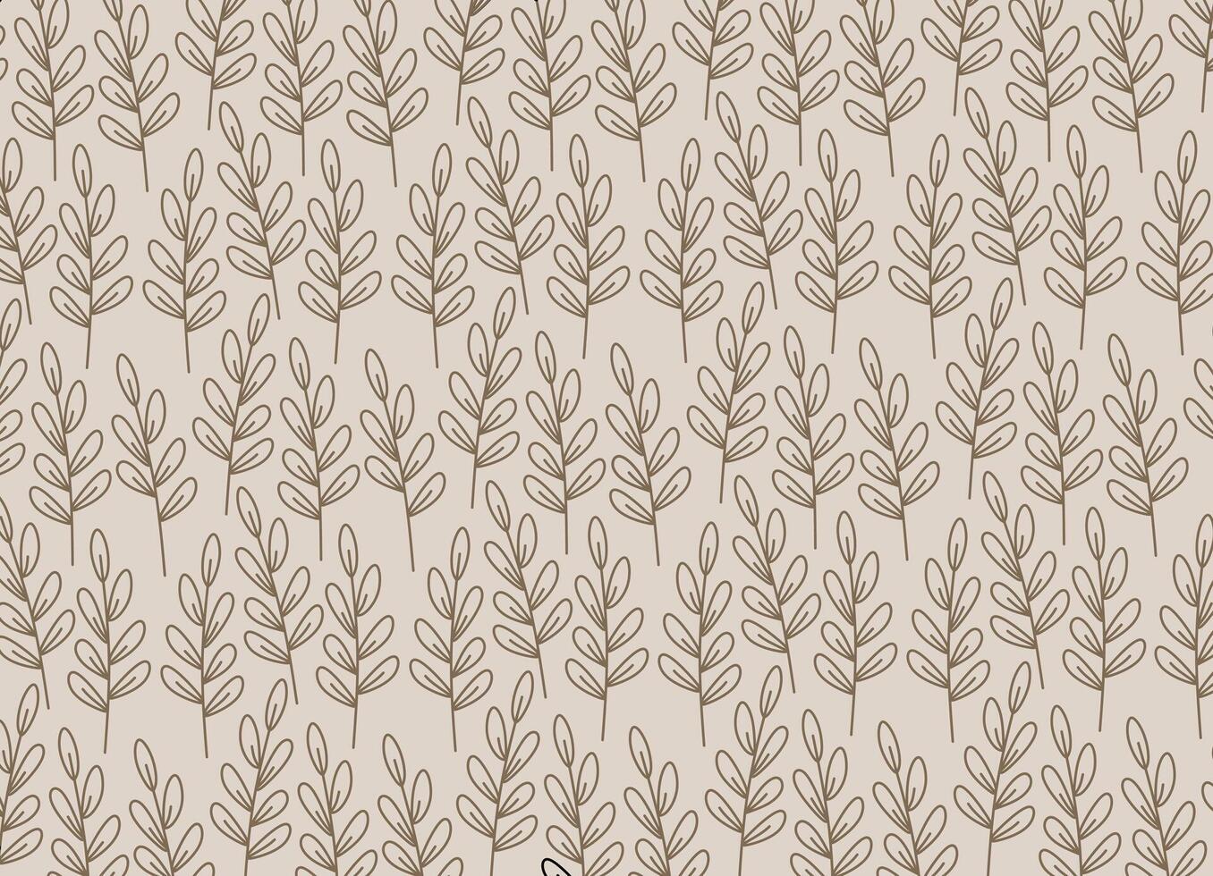 Seamless minimal leaf pattern with organic oval brown leaves on beige background for eco fabric print wallpaper and natural packaging design vector