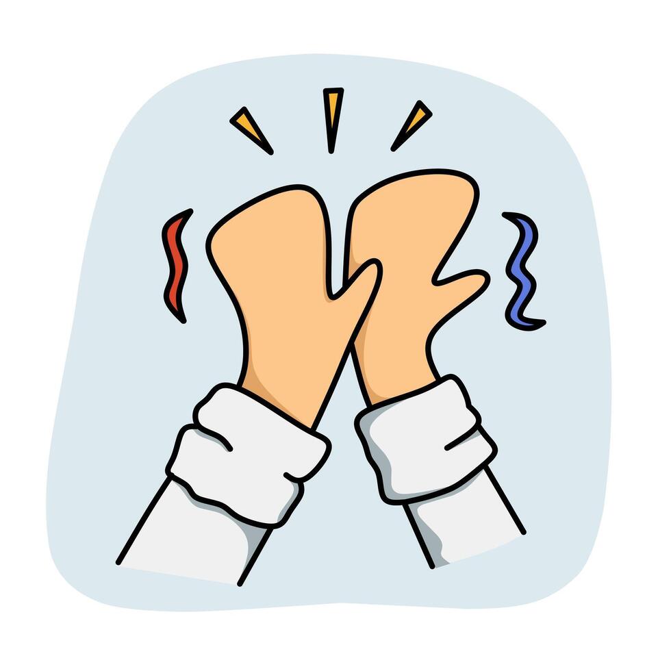 High five gestur, cartoon celebration illustration for teamwork and success project vector