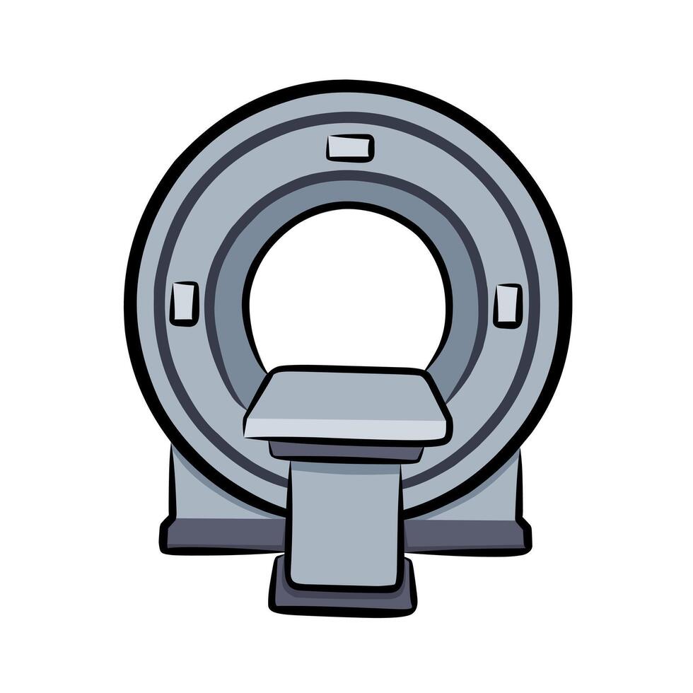 MRI scanner illustration showing a medical imaging machine used in hospital diagnostics in cartoon style vector