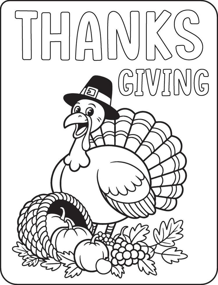 18 Bold and Easy Thanks giving for coloring pages vector