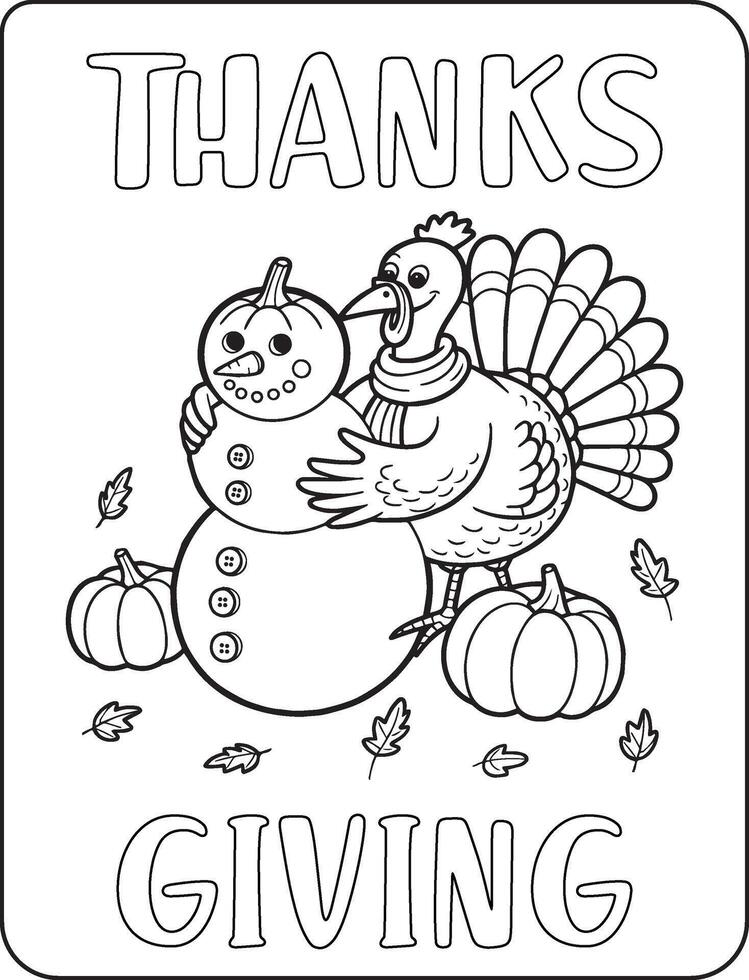 02 Bold and Easy Thanks giving for coloring pages vector