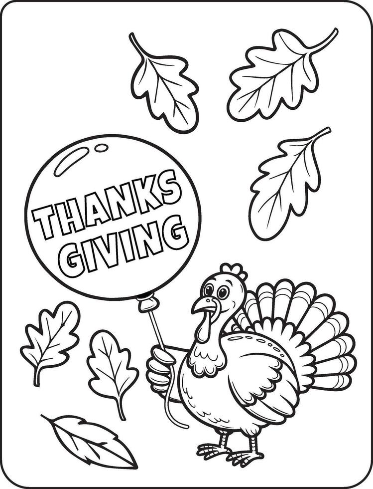 07 Bold and Easy Thanks giving for coloring pages vector