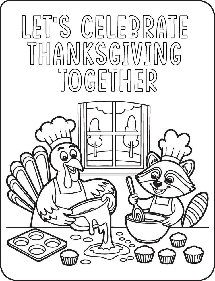 09 Bold and Easy Thanks giving for coloring pages vector