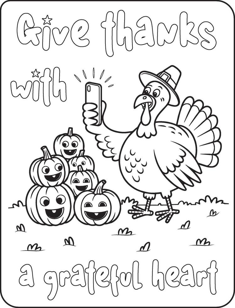 04 Bold and Easy Thanks giving for coloring pages vector