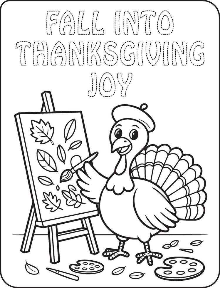 05 Bold and Easy Thanks giving for coloring pages vector