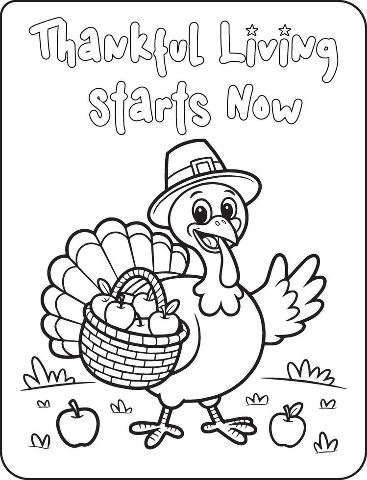 14 Bold and Easy Thanks giving for coloring pages vector