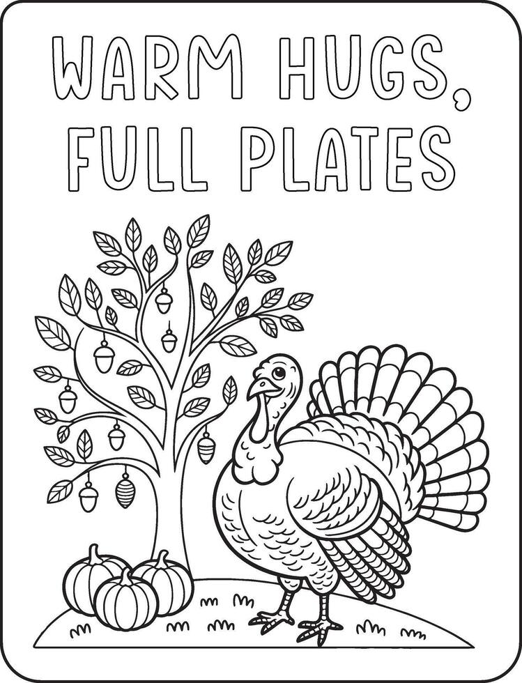 06 Bold and Easy Thanks giving for coloring pages vector