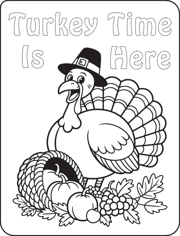 10 Bold and Easy Thanks giving for coloring pages vector