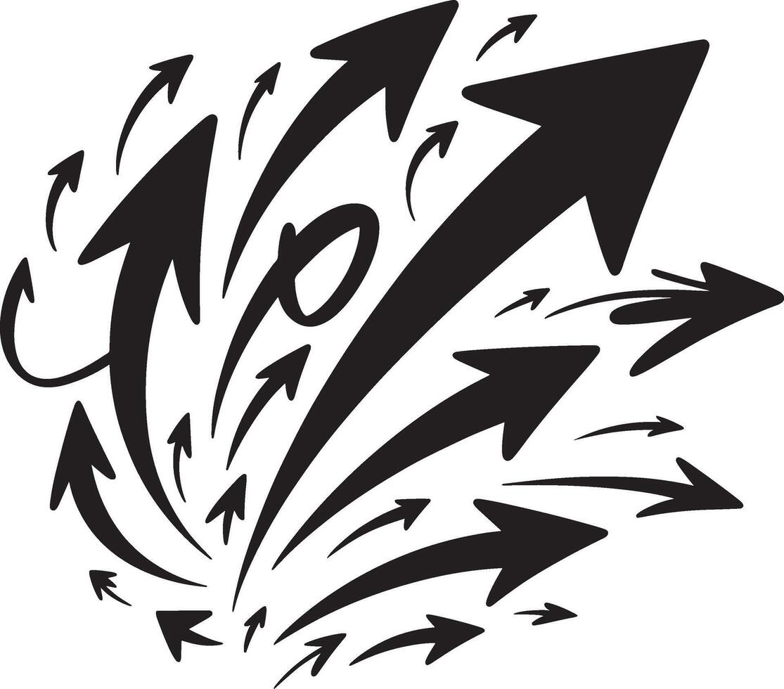 Collection of black arrows pointing in different directions on a white background vector