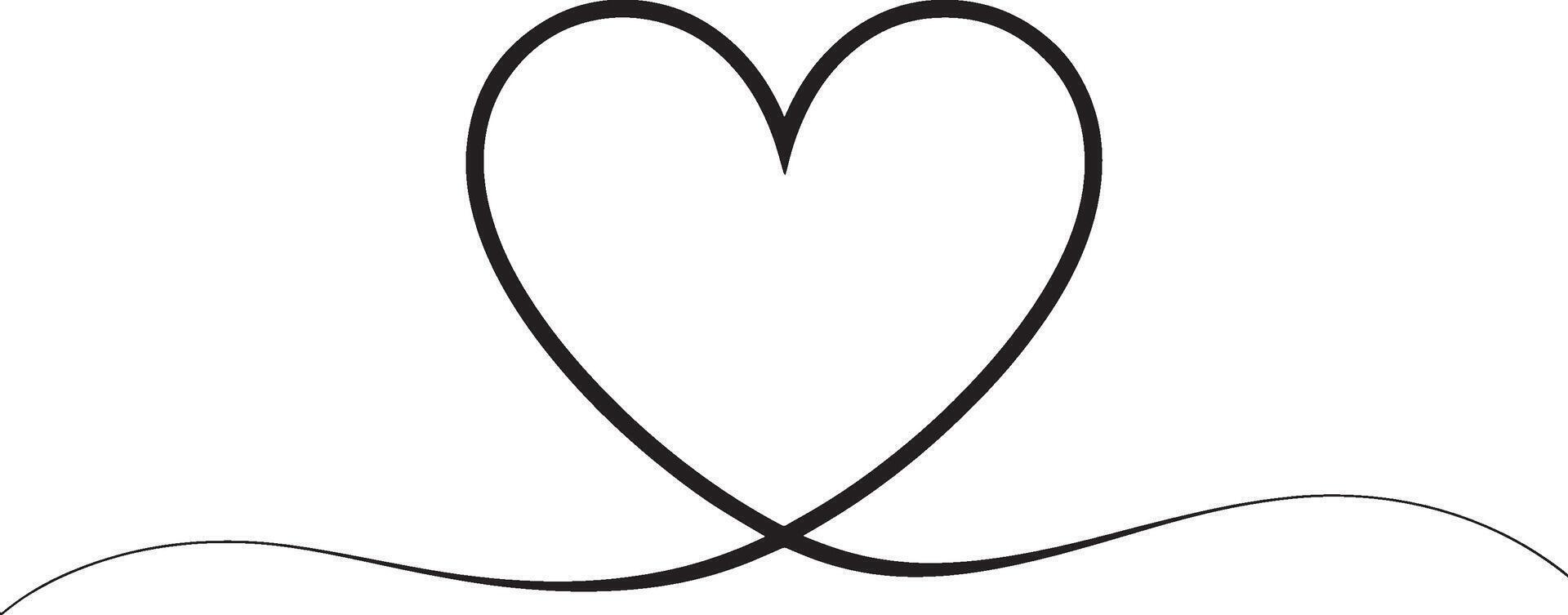 Simple black heart shape with a flowing line underneath on white background vector