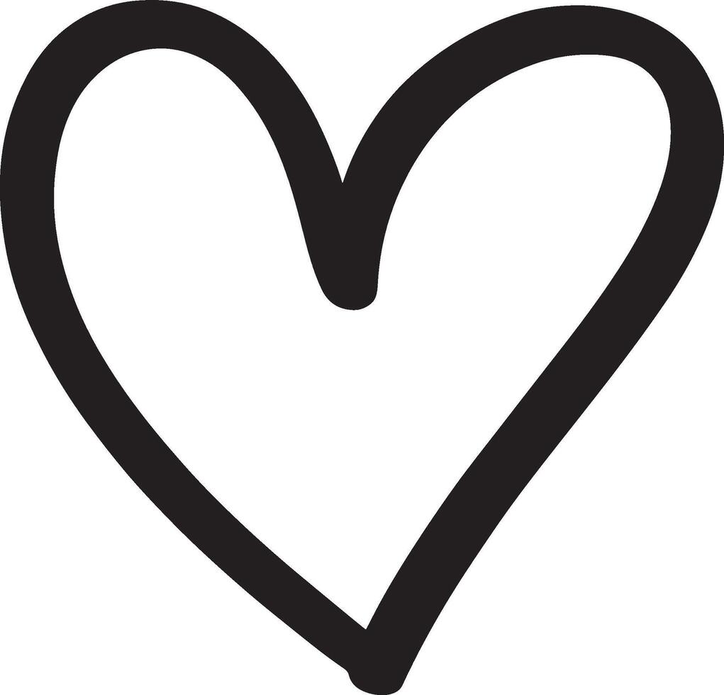Simple hand drawn black heart shape icon on a white background vector