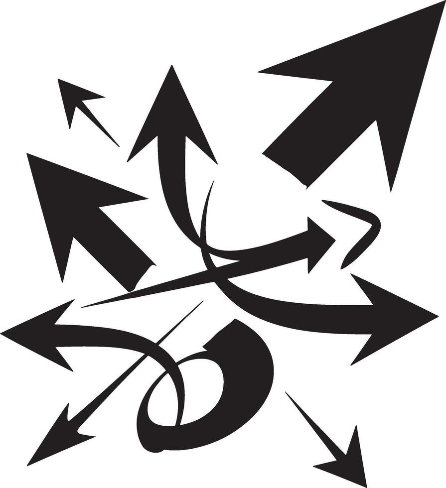 Collection of black arrows pointing in multiple directions on a white background vector