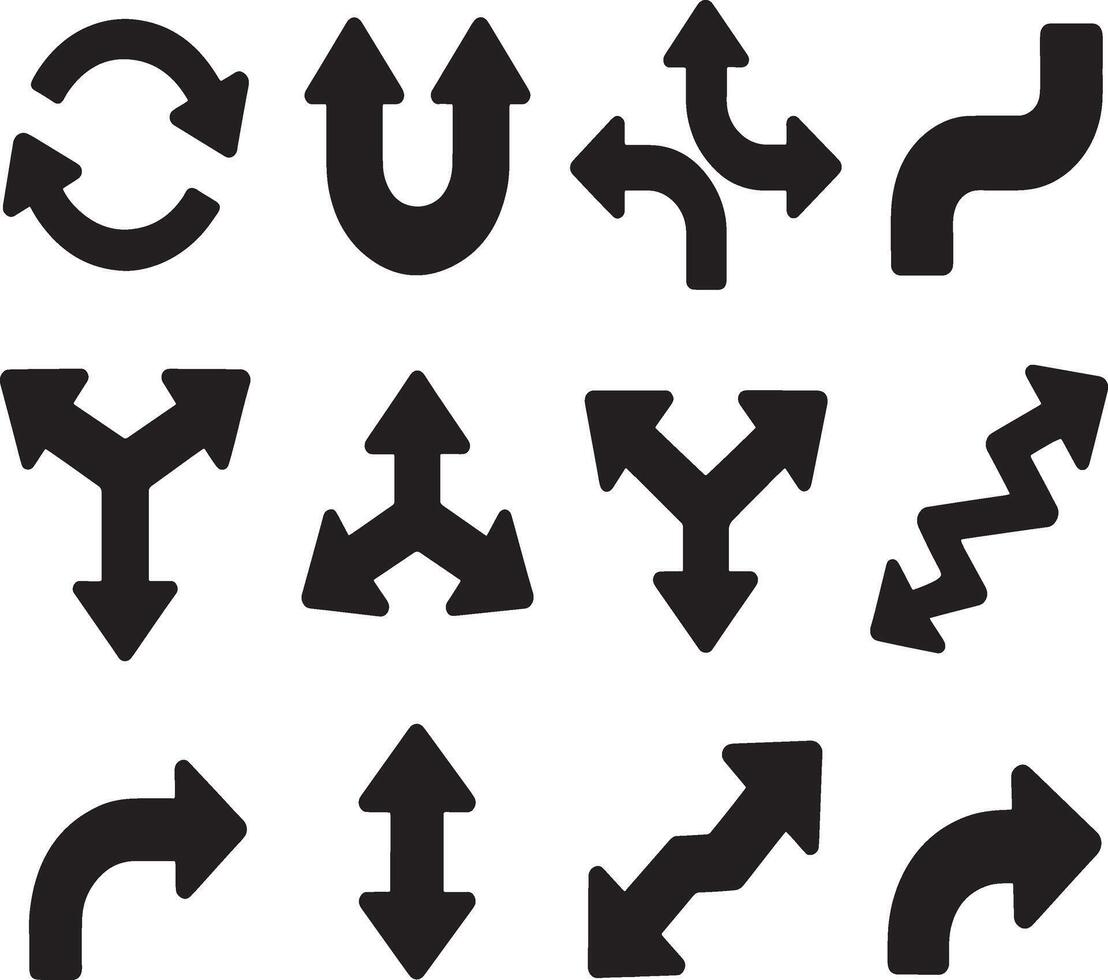 Various arrows and arrows on a white background vector