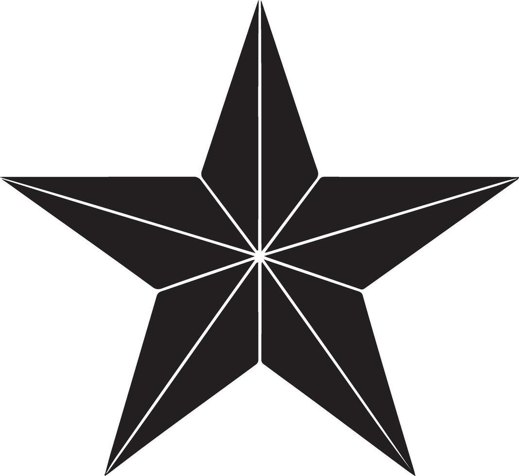 Stylized black star with white outline and geometric design vector