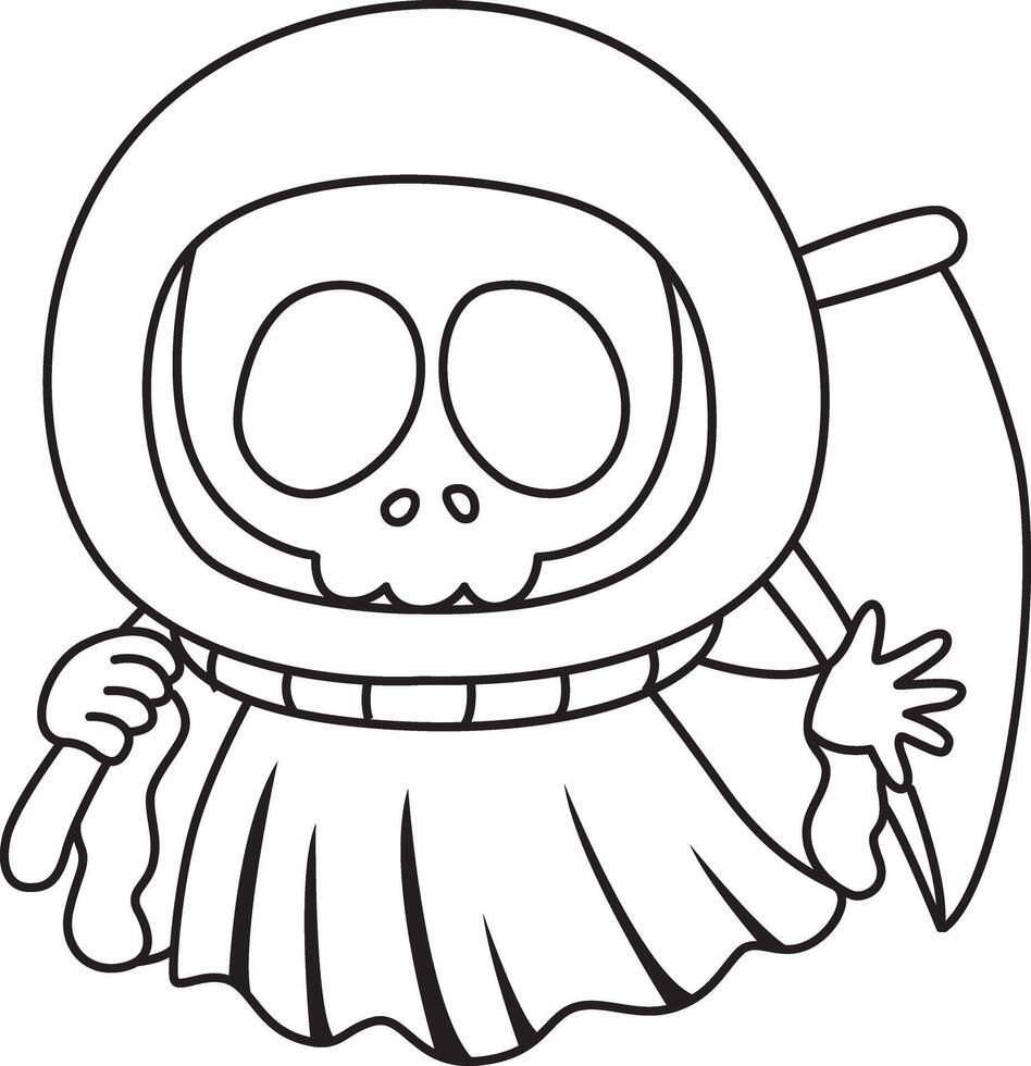 Outline of skull like an astronaut. Coloring pages of cute skull. vector