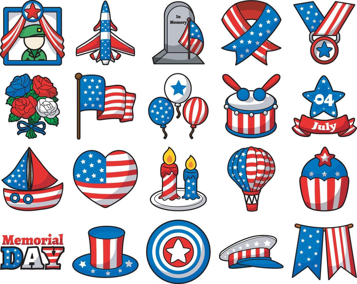 Variation of Memorial Day icon. Memorial Day in the United States. vector