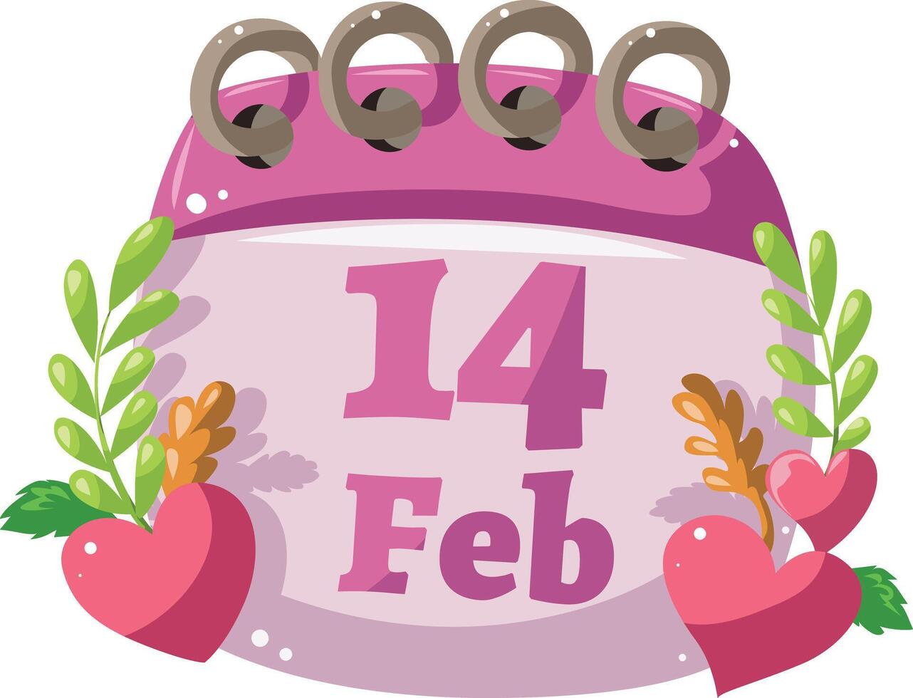 Sweet 14 february calendar. Illustration of love valentine icon. vector