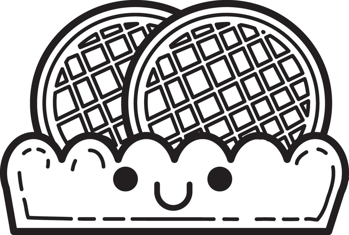 Outline of waffle in the packaging. Coloring pages of fast food items illustration. vector