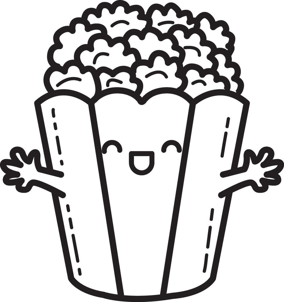 Outline of popcorn. Coloring pages of fast food items illustration. vector