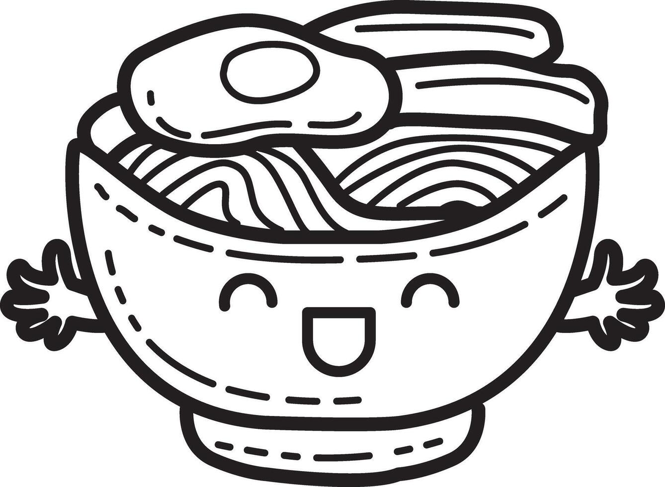 Outline of ramen. Coloring pages of fast food items illustration. vector