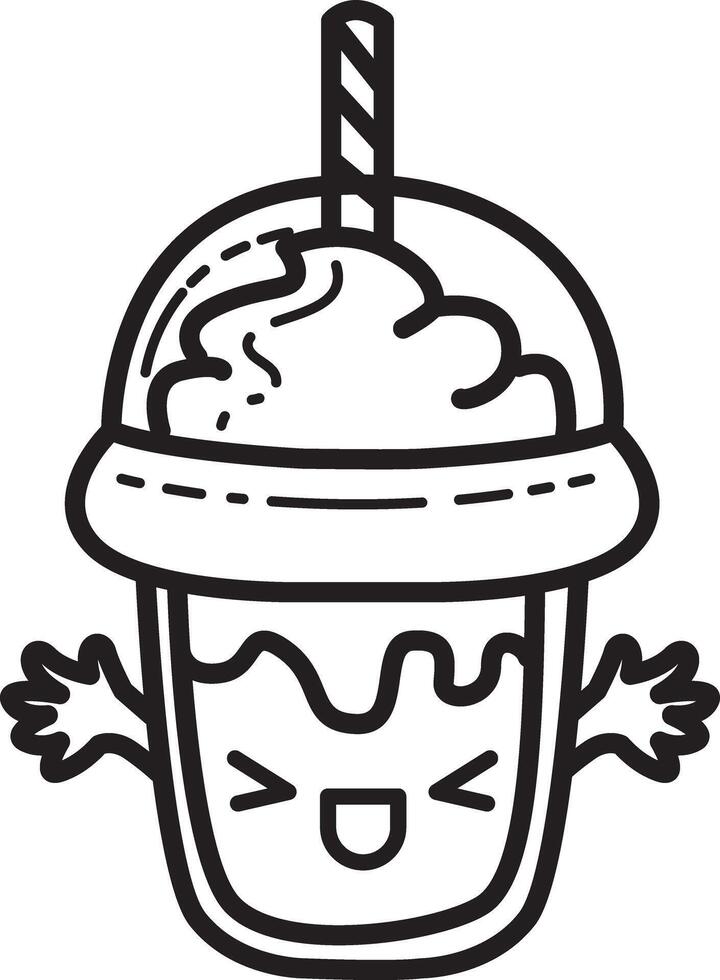 Outline of milkshake. Coloring pages of fast food items illustration. vector