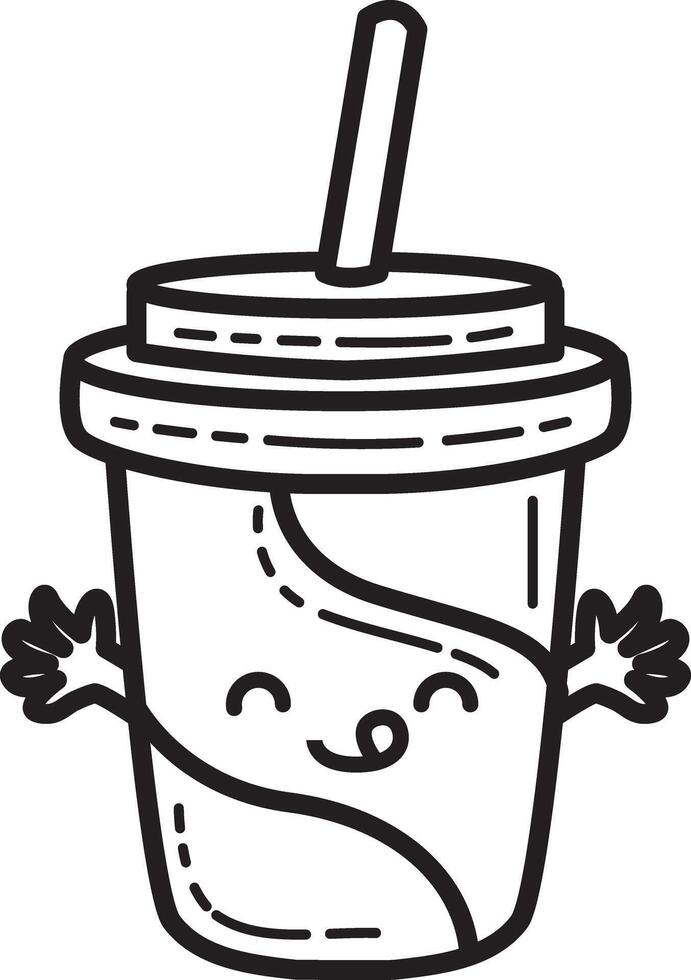 Outline of soft drink. Coloring pages of fast food items illustration. vector
