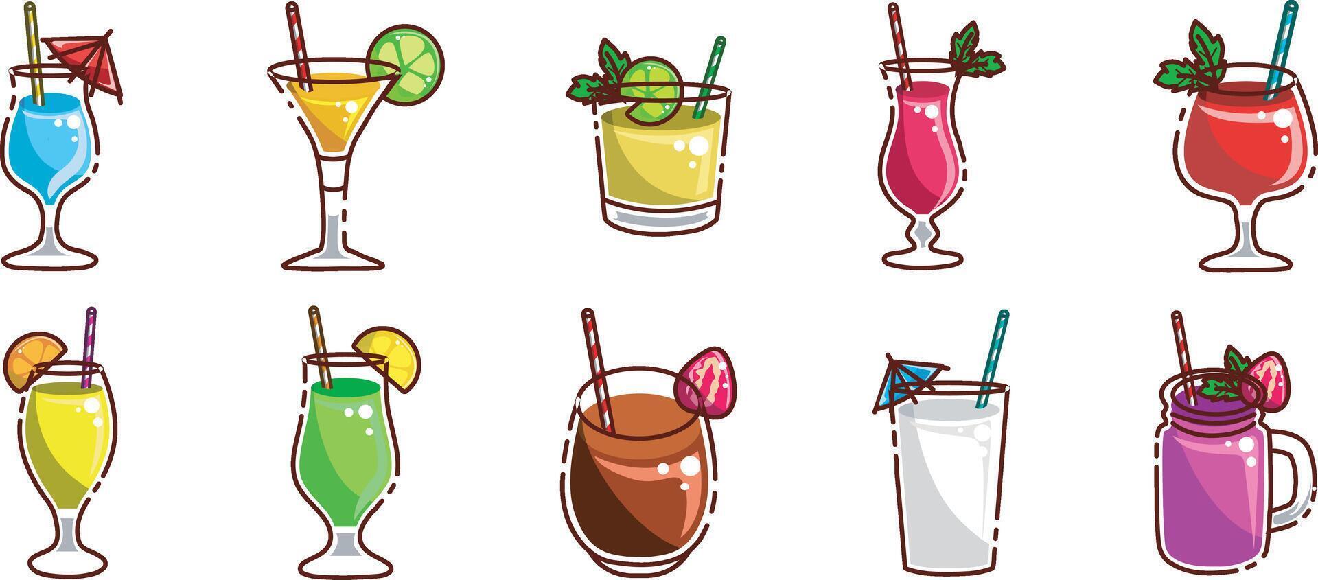 Set of cold drink champagne. Icon of fresh fruit drink vector