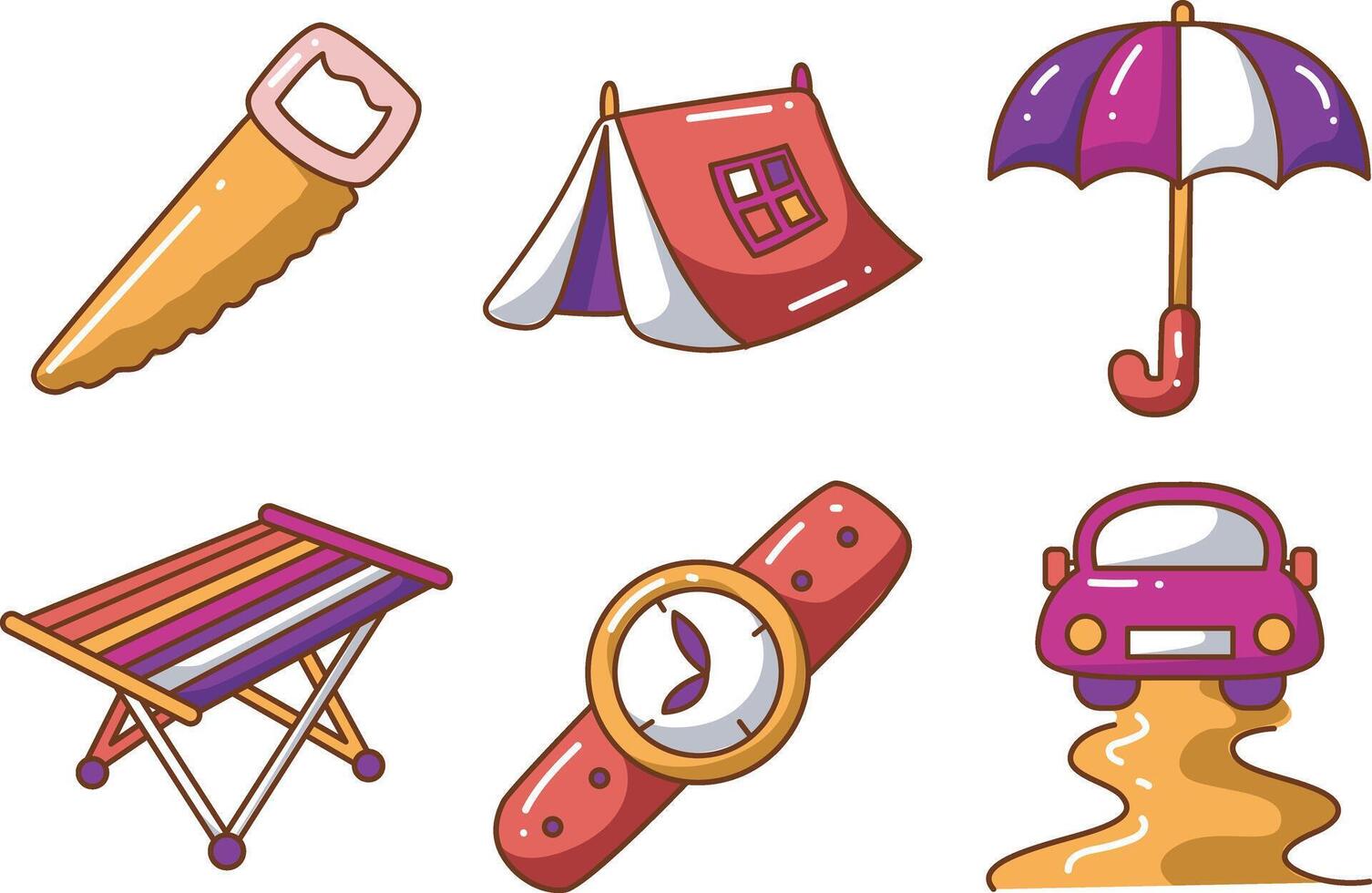 Tent and saw icon. Illustration of camping equipment. vector