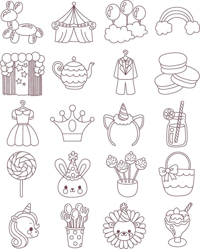 Circus and teapot icon. Variation of birthday elements. vector