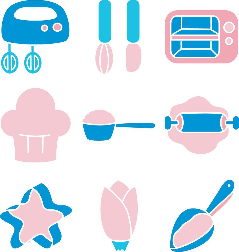 Icon and rolling icon. Baking tools and equipment clip art. vector