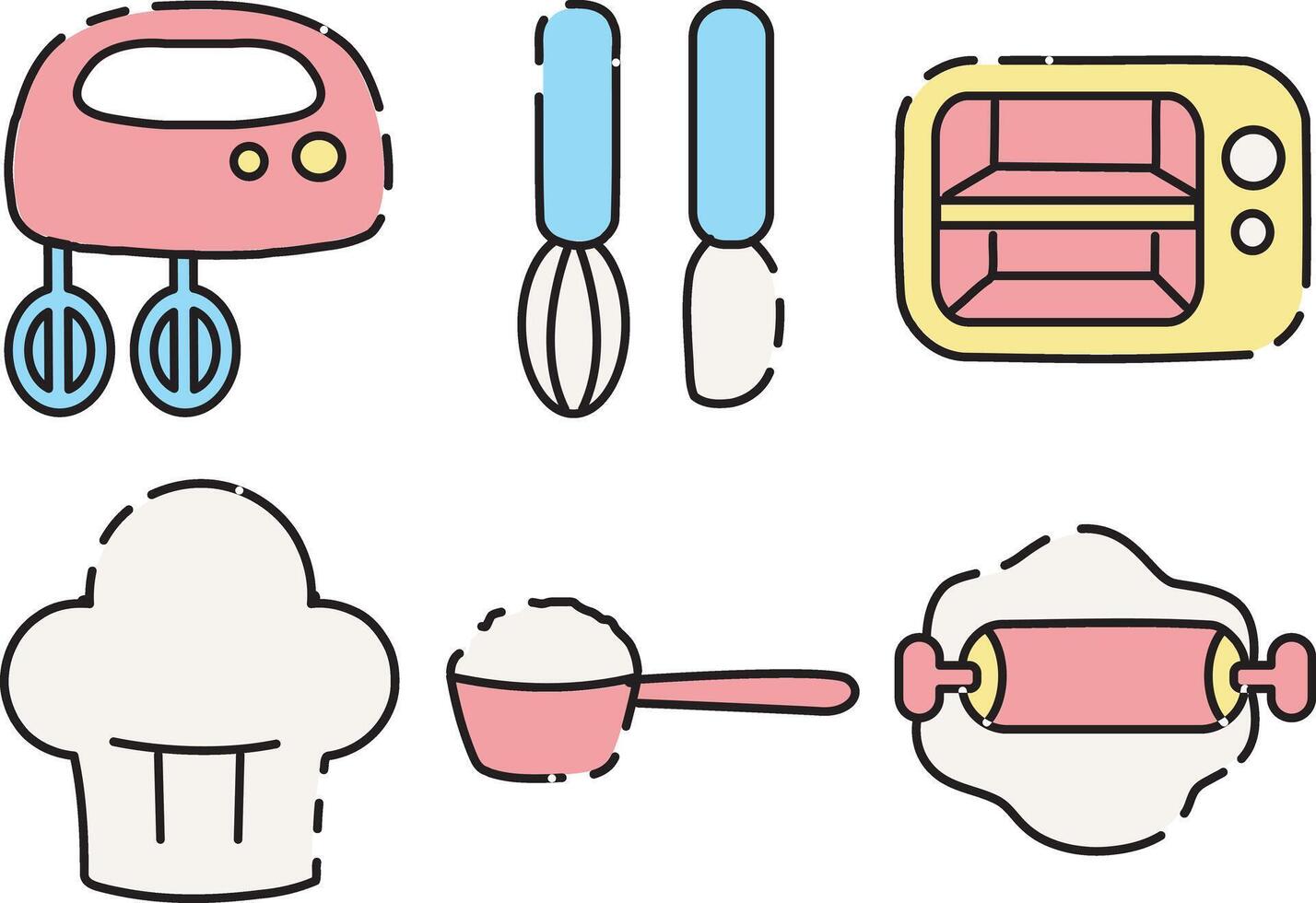 Mixer and microwave icon. Baking tools and equipment clip art. vector