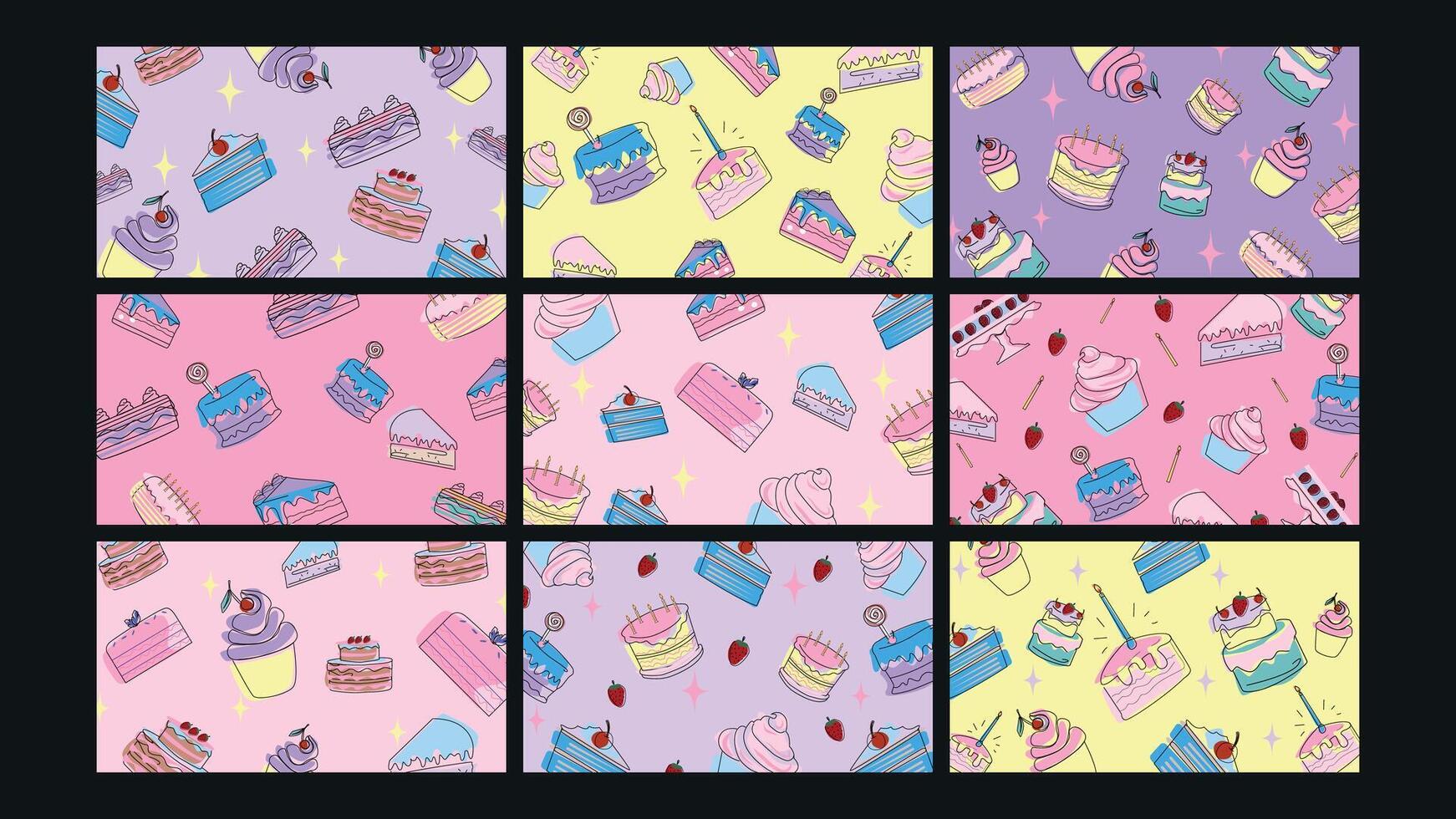 Wave flowing color background Set vector