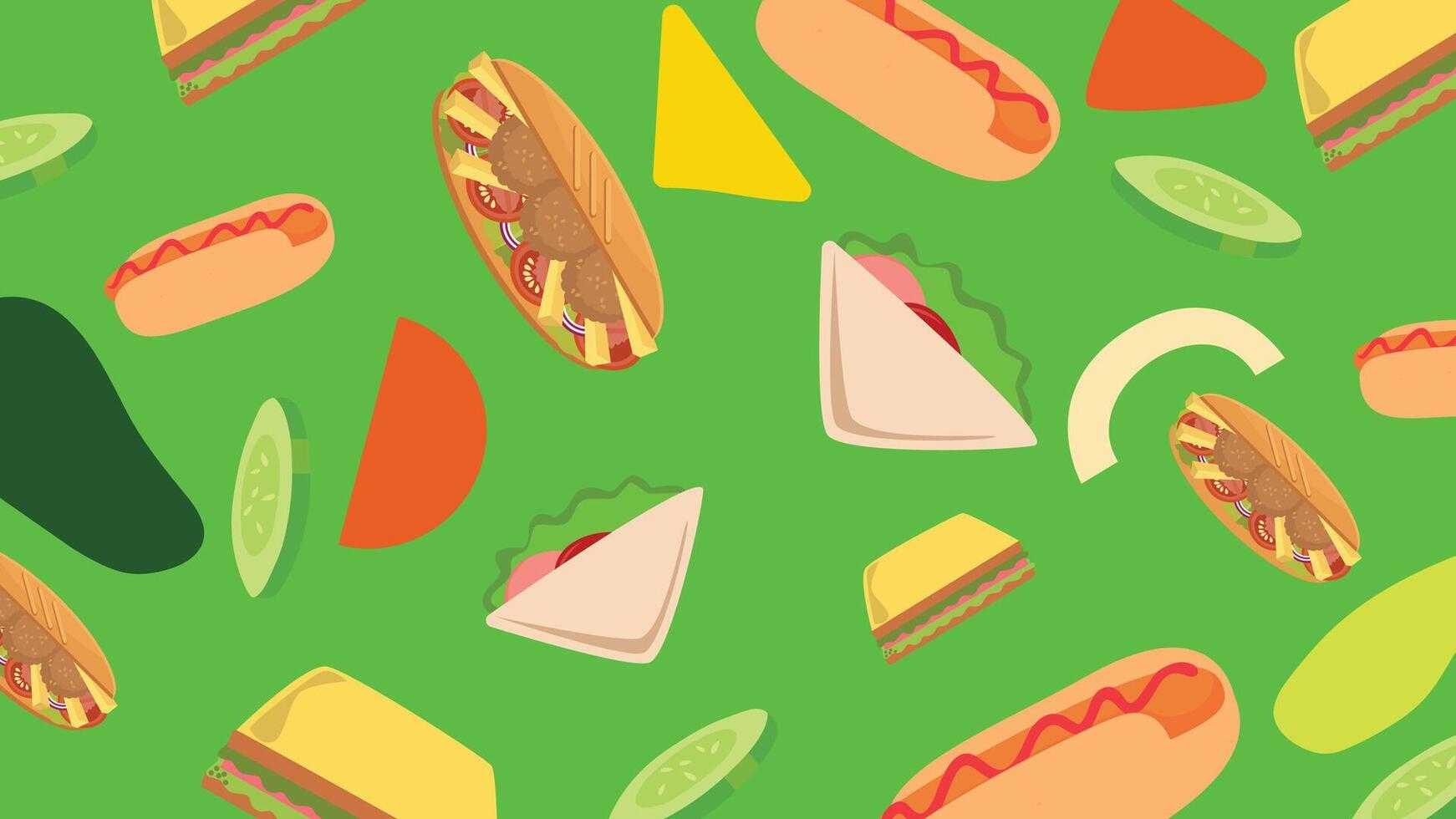 Fast food sandwich background vector