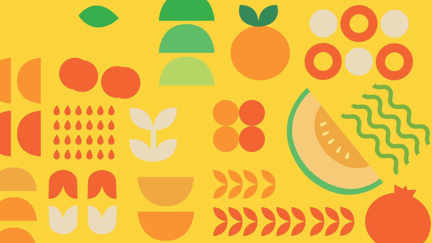 Bright Yellow Fruit Icons Background vector