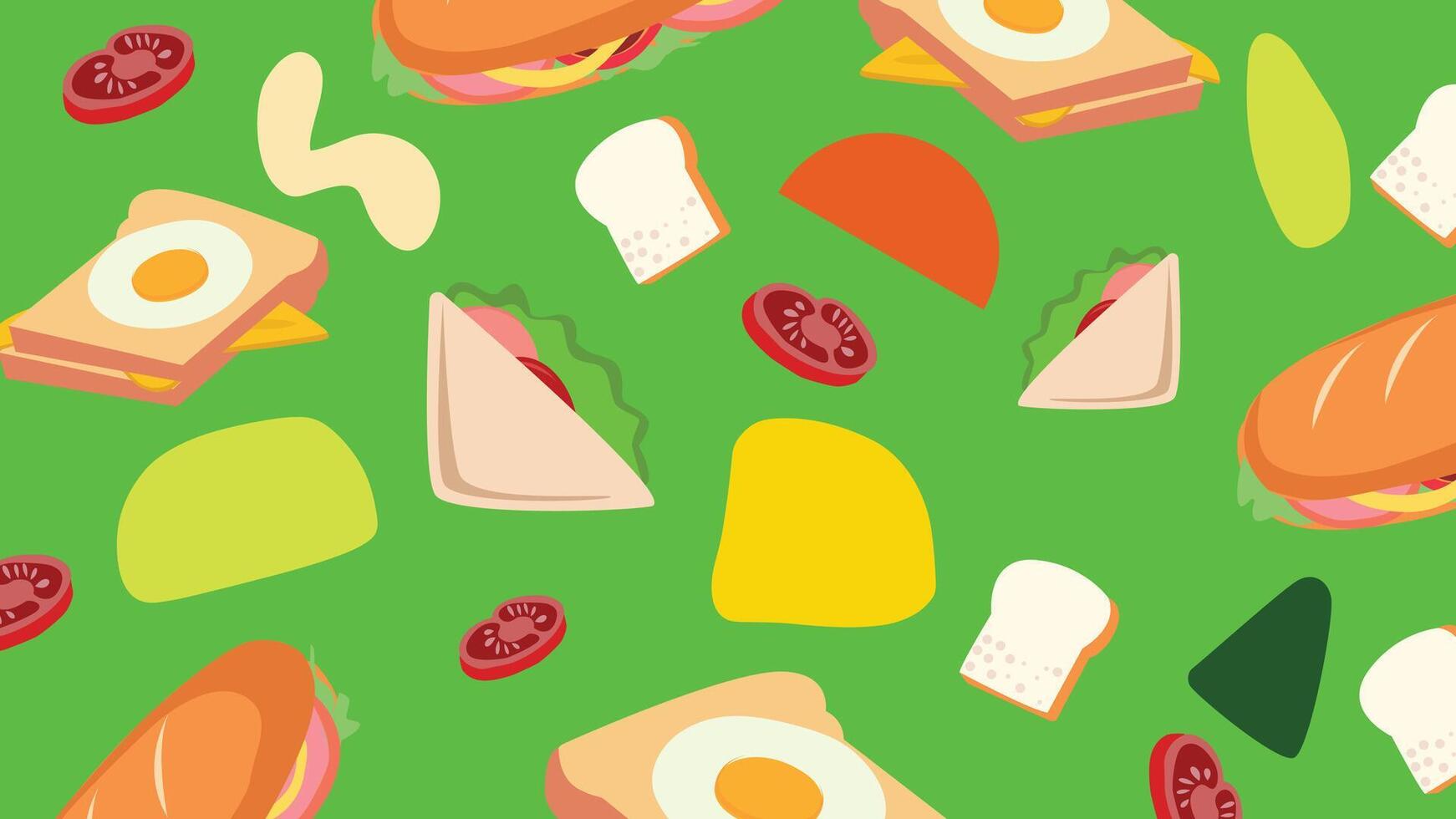 Breakfast sandwich background vector