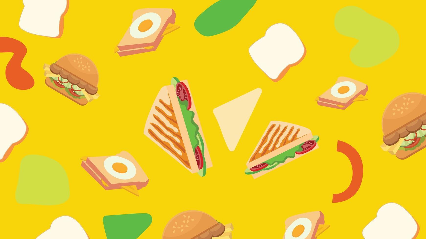 Toast burger background vector