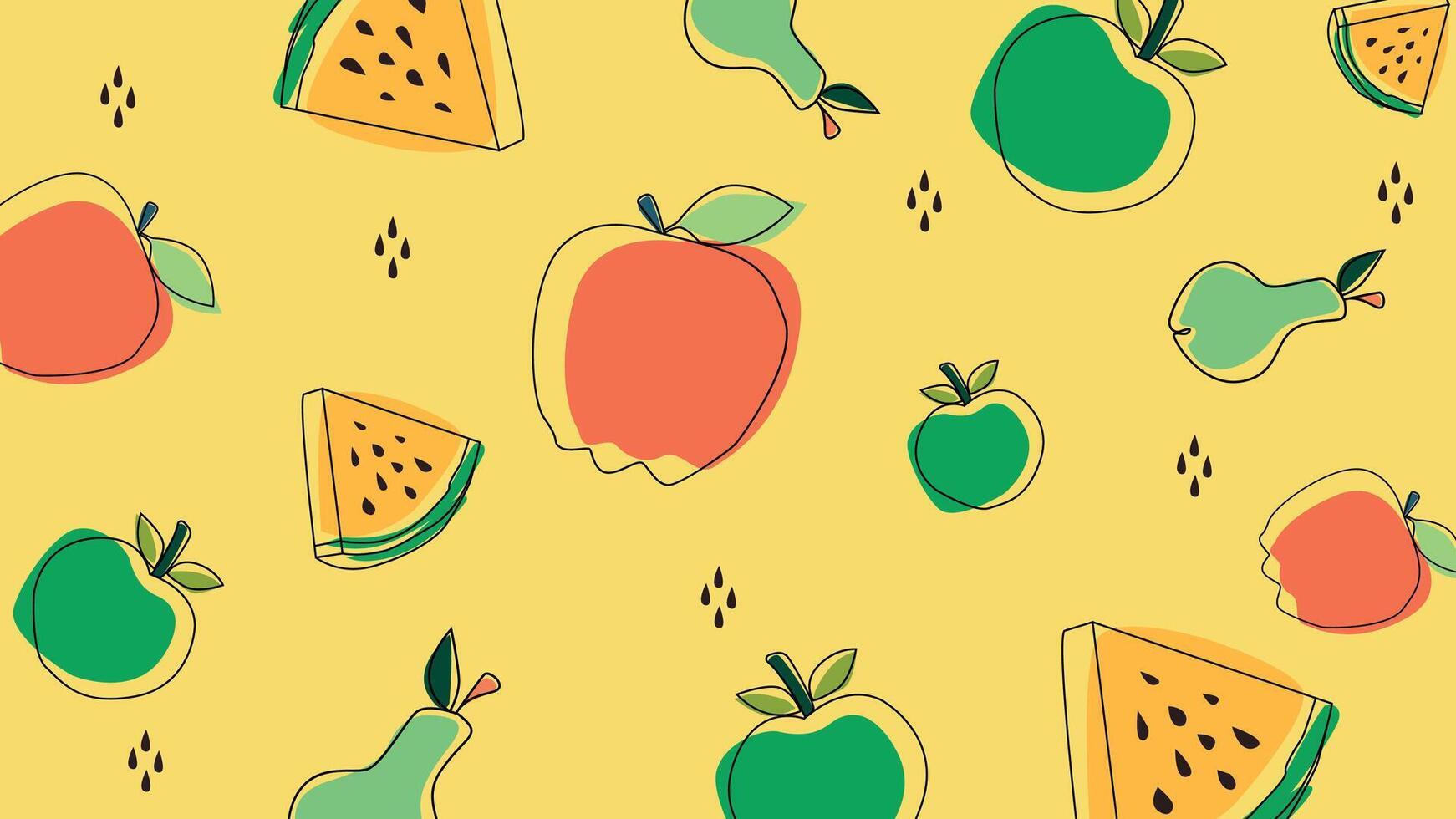 Peach and watermelon fruit background vector