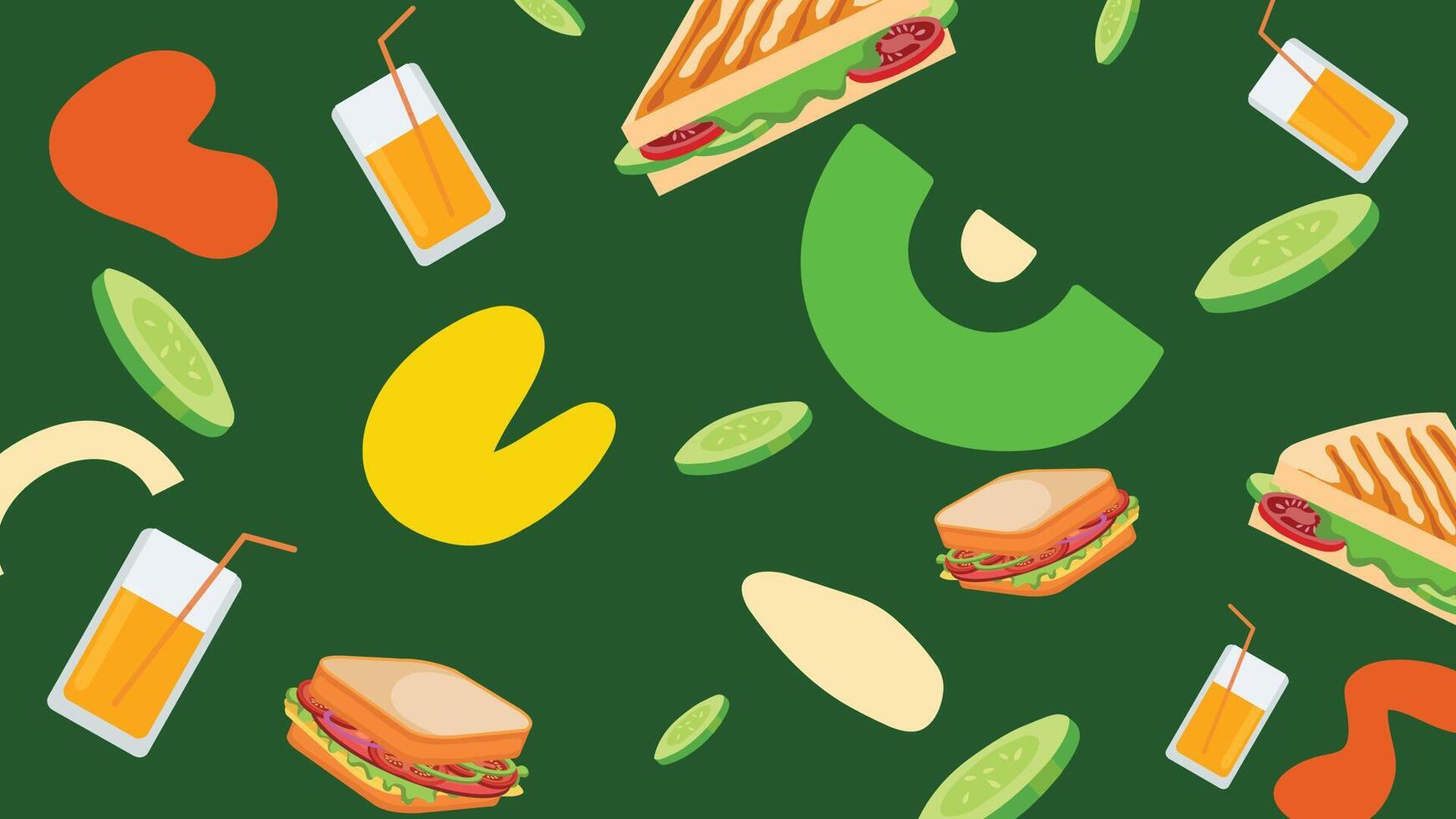 Juice and toast background vector