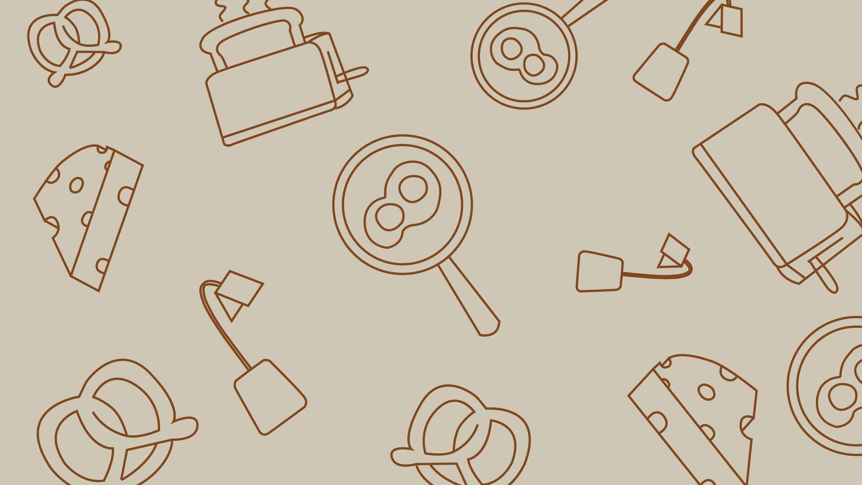 Pretzel and toaster breakfast background vector