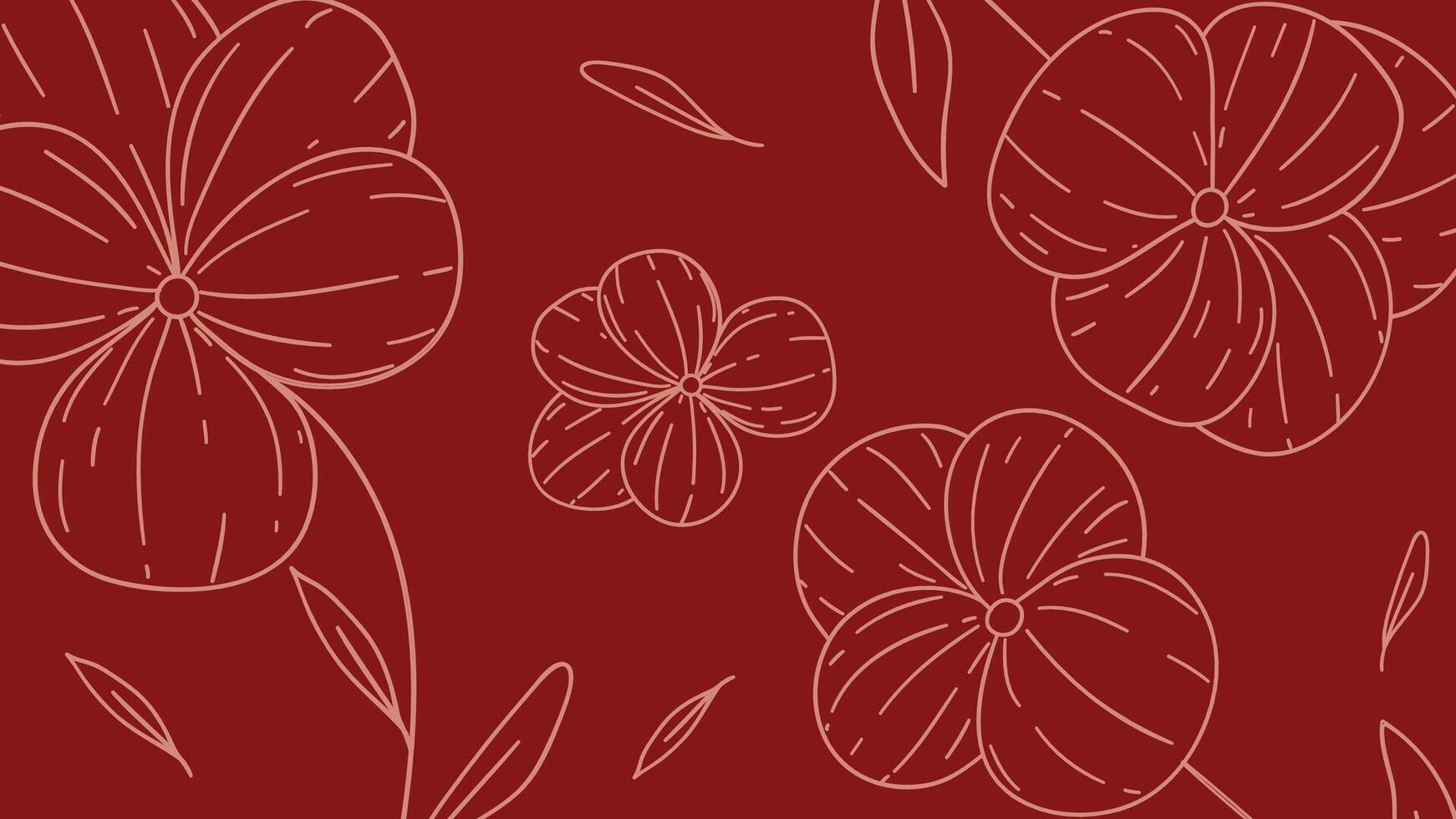 Romantic Red Floral Sketch Background vector