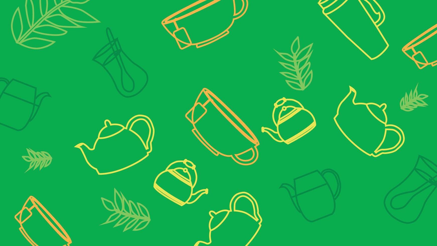 Tea Cup and Leaves Background vector