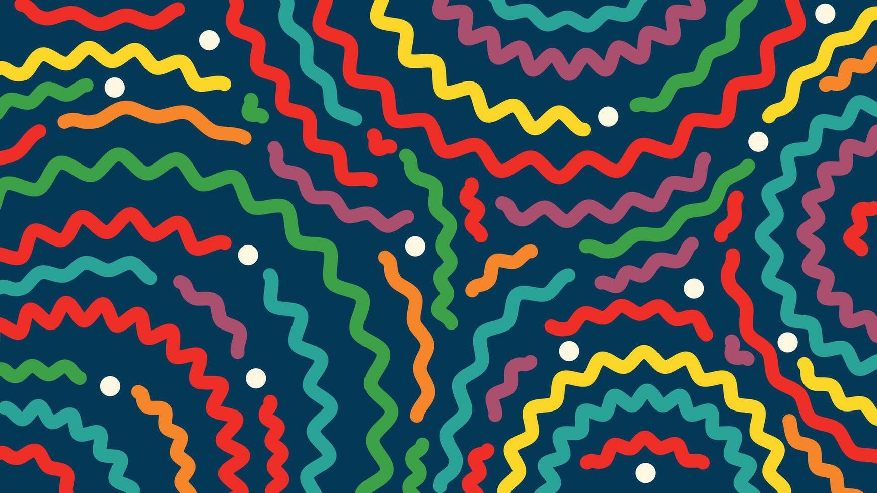 Rainbow concentric squiggle background vector