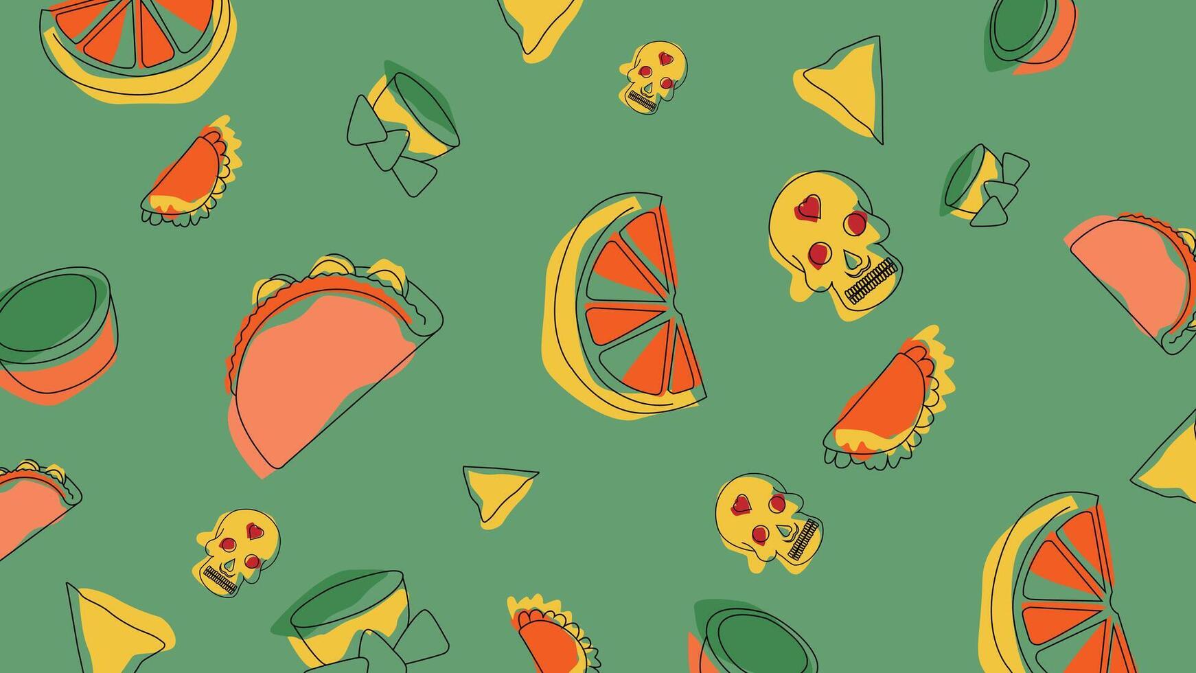 Mexican skull taco background vector