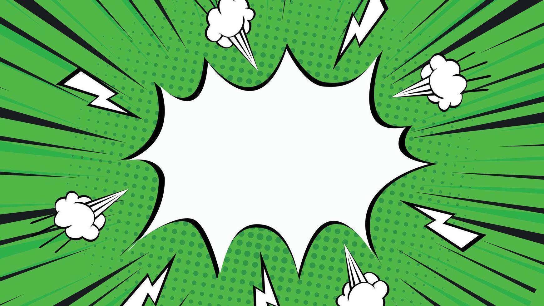 Green comic burst background vector