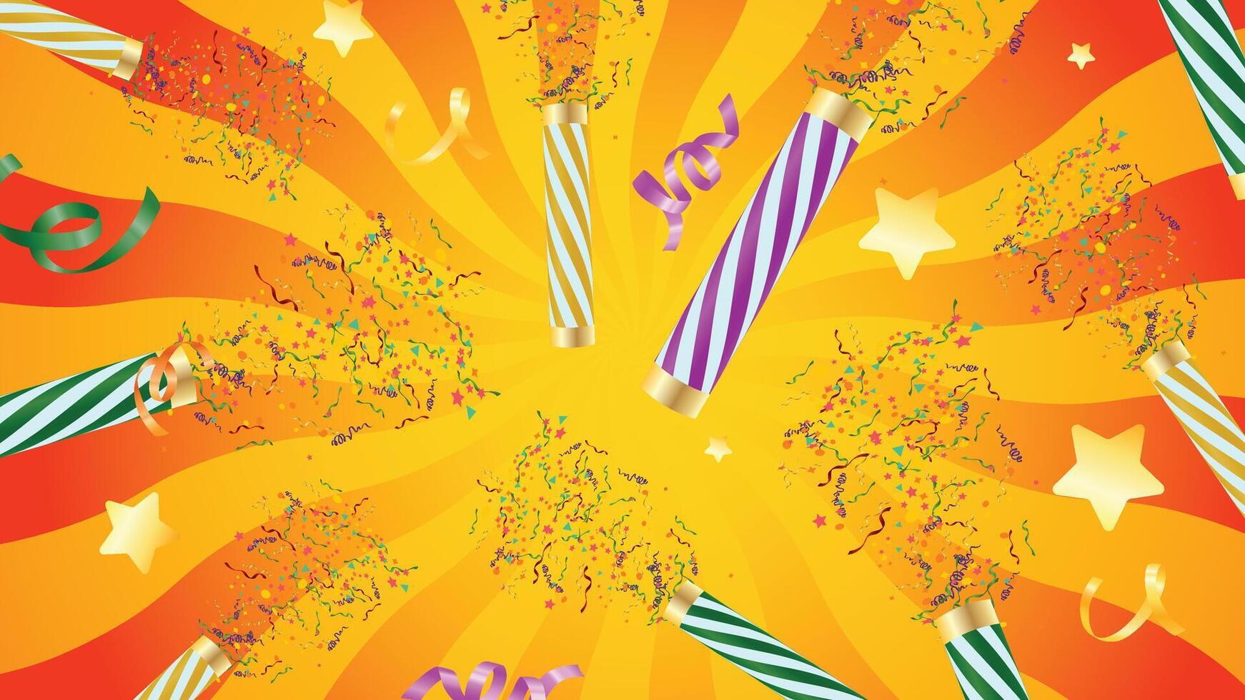 Party poppers and bunting background vector